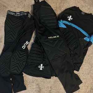 Lot of youth soccer goalkeeper gear Kelme and one glove brands. Activewear